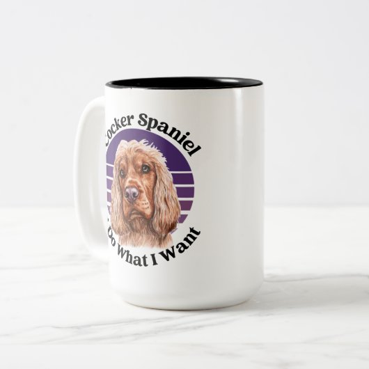 Cocker Spaniel lustiges Zitat Zwei-Tone-Tasse Kaff Zweifarbige Tasse (Vorderseite Links)