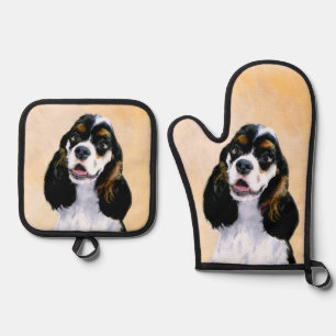 Cocker Spaniel Malerei Parti Tan Original Dog Art Ofenhandschuh & Topflappen-Set
