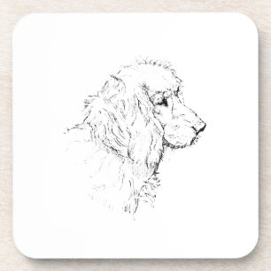 Cocker Spaniel – Minimalistische Strichzeichnung e Getränkeuntersetzer