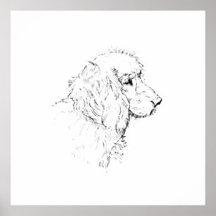 Cocker Spaniel – Minimalistische Strichzeichnung Poster