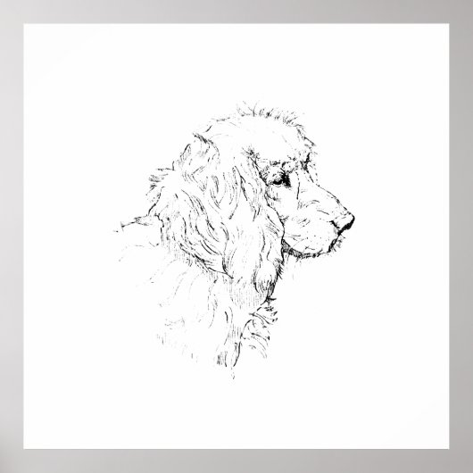 Cocker Spaniel – Minimalistische Strichzeichnung Poster (Vorne)