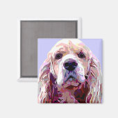 Cocker Spaniel mit "Attitude"-Gesicht Magnet (Vorderseite/Rückseite)