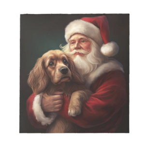 Cocker Spaniel mit dem Weihnachtsmann Festliche We Notizblock