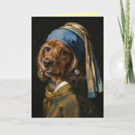 Cocker Spaniel mit einer Perlenohrring-Grußkarte Karte