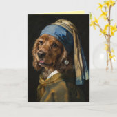 Cocker Spaniel mit einer Perlenohrring-Grußkarte Karte (Gelbe Blume)