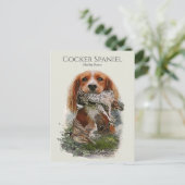 Cocker Spaniel mit grauem Partridge Postkarte (Stehend Vorderseite)