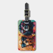 Cocker Spaniel mit Herz-Rose Valentinstag Gepäckanhänger (Vorderseite vertikal)