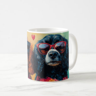 Cocker Spaniel mit Herz-Rose Valentinstag Kaffeetasse