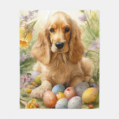 Cocker Spaniel mit Ostereier Urlaub Fleecedecke (Vorderseite)