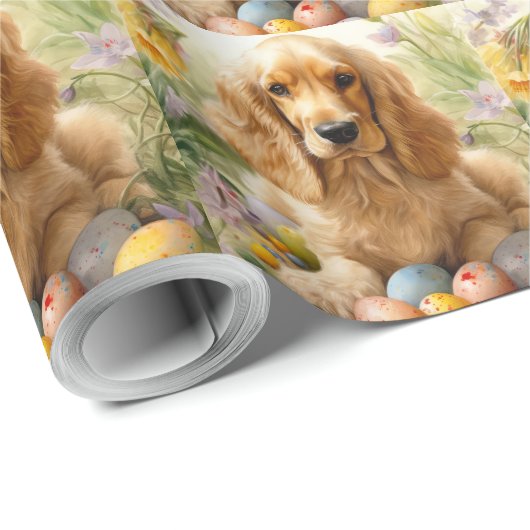 Cocker Spaniel mit Ostereier Urlaub Geschenkpapier (Rolleneckpunkt)