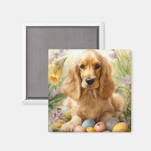Cocker Spaniel mit Ostereier Urlaub Magnet (Vorderseite/Rückseite)