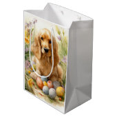 Cocker Spaniel mit Ostereier Urlaub Mittlere Geschenktüte (Rückseite Schrägansicht)
