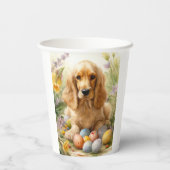 Cocker Spaniel mit Ostereier Urlaub Pappbecher (Rückseite)