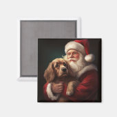 Cocker Spaniel mit Santa Claus Festive Weihnachten Magnet (Vorderseite/Rückseite)