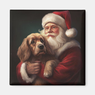 Cocker Spaniel mit Santa Claus Festive Weihnachten Magnet