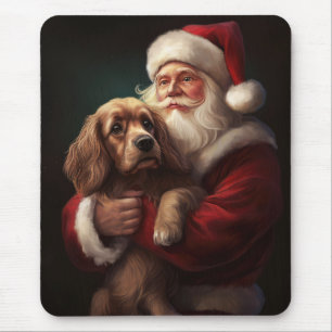Cocker Spaniel mit Santa Claus Festive Weihnachten Mousepad