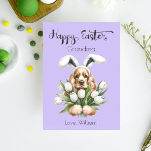 Cocker Spaniel mit sonnigen Ohren glücklich Ostern Feiertagskarte