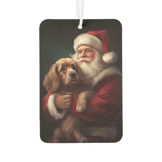 Cocker Spaniel mit Weihnachtsmann Weihnachten Autolufterfrischer (Rückseite)