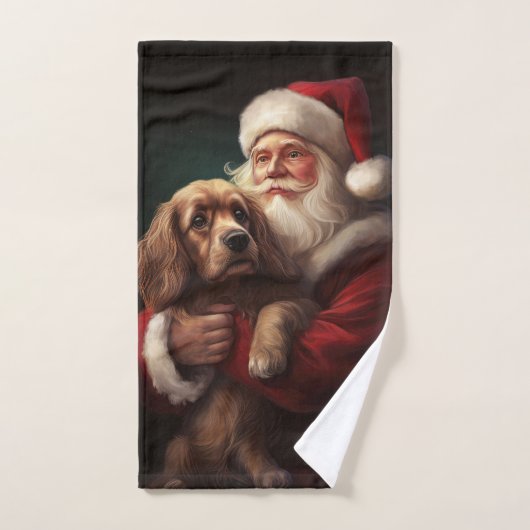 Cocker Spaniel mit Weihnachtsmann Weihnachten Badhandtuch Set (Handtuch)
