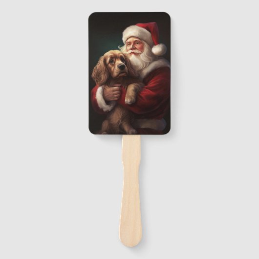 Cocker Spaniel mit Weihnachtsmann Weihnachten Fächer (Vorderseite)