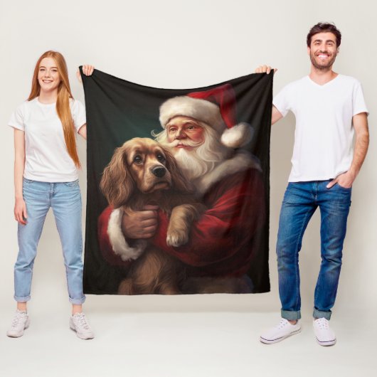 Cocker Spaniel mit Weihnachtsmann Weihnachten Fleecedecke (Beispiel)