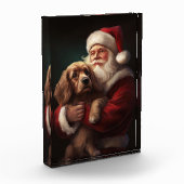 Cocker Spaniel mit Weihnachtsmann Weihnachten Fotoblock (Links)