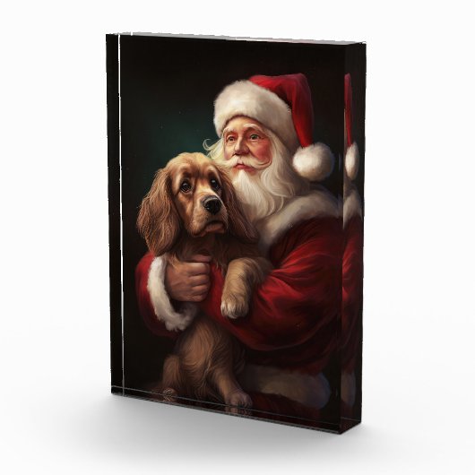 Cocker Spaniel mit Weihnachtsmann Weihnachten Fotoblock (Rechts)
