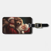 Cocker Spaniel mit Weihnachtsmann Weihnachten Gepäckanhänger (Vorderseite horizontal)