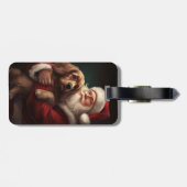 Cocker Spaniel mit Weihnachtsmann Weihnachten Gepäckanhänger (Rückseite horizontal)