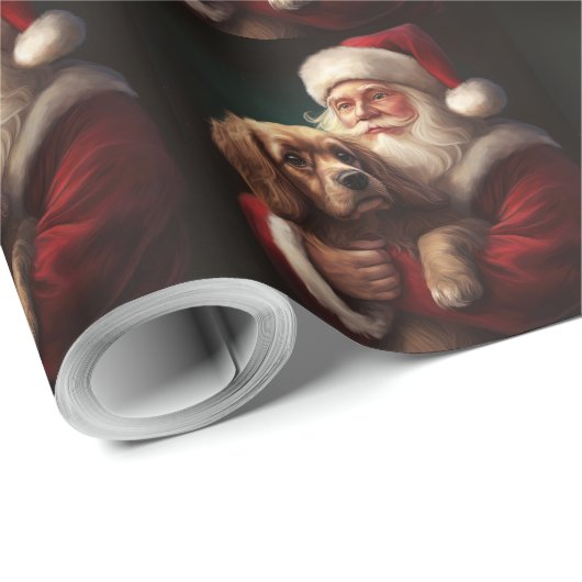 Cocker Spaniel mit Weihnachtsmann Weihnachten Geschenkpapier (Rolleneckpunkt)