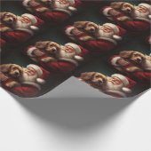Cocker Spaniel mit Weihnachtsmann Weihnachten Geschenkpapier (Ecke)