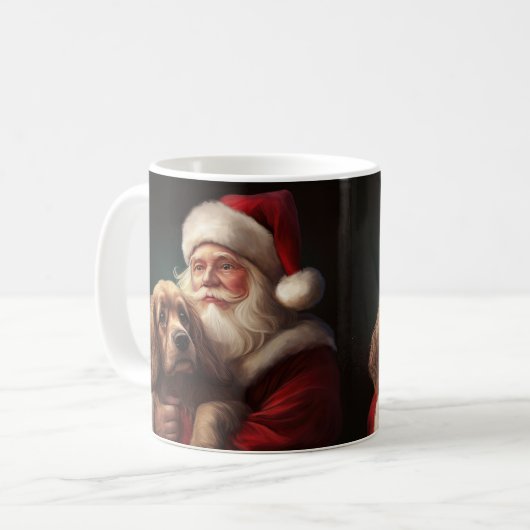 Cocker Spaniel mit Weihnachtsmann Weihnachten Kaffeetasse (Vorderseite Links)