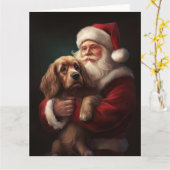 Cocker Spaniel mit Weihnachtsmann Weihnachten Karte (Gelbe Blume)