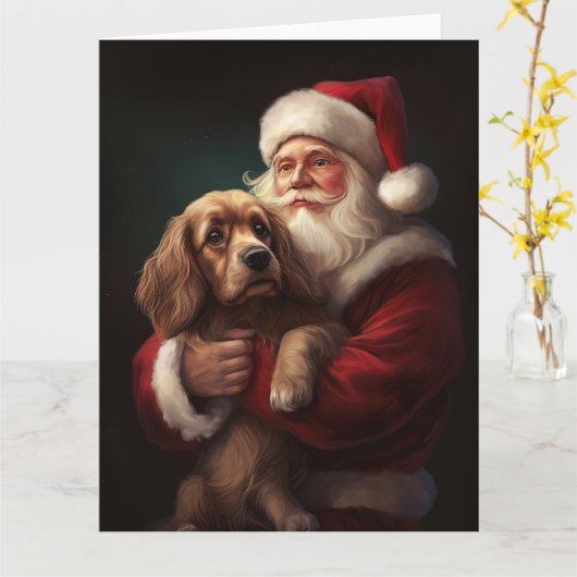 Cocker Spaniel mit Weihnachtsmann Weihnachten Karte (Gelbe Blume)