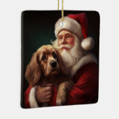 Cocker Spaniel mit Weihnachtsmann Weihnachten Keramikornament (Rechts)
