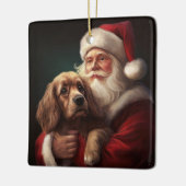 Cocker Spaniel mit Weihnachtsmann Weihnachten Keramikornament (Links)