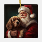 Cocker Spaniel mit Weihnachtsmann Weihnachten Keramikornament (Vorderseite)