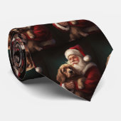 Cocker Spaniel mit Weihnachtsmann Weihnachten Krawatte (Gerollt)