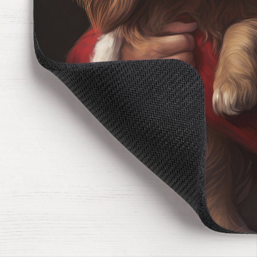 Cocker Spaniel mit Weihnachtsmann Weihnachten Mousepad (Ecke)