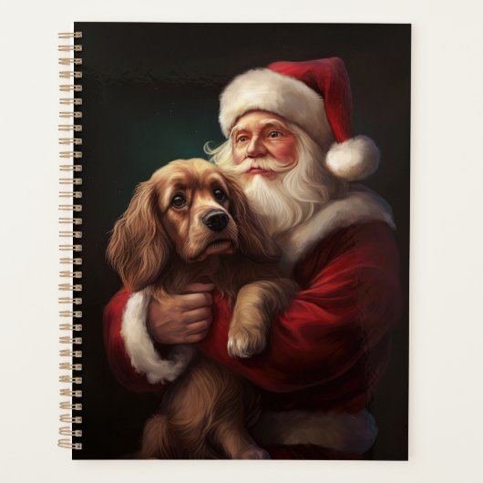 Cocker Spaniel mit Weihnachtsmann Weihnachten Planer (Vorderseite)