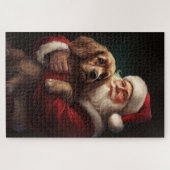 Cocker Spaniel mit Weihnachtsmann Weihnachten Puzzle (Horizontal)