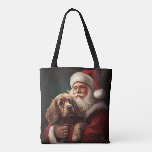 Cocker Spaniel mit Weihnachtsmann Weihnachten Tasche (Rückseite)