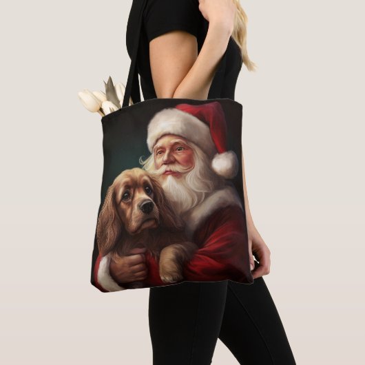 Cocker Spaniel mit Weihnachtsmann Weihnachten Tasche (Von Nahem)