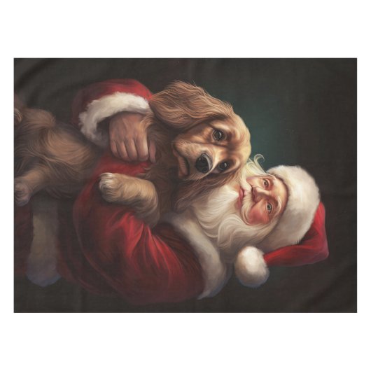 Cocker Spaniel mit Weihnachtsmann Weihnachten Tischdecke (Vorderseite (Horizontal))