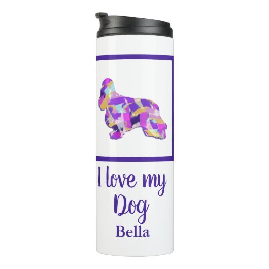 Cocker Spaniel Niedlich Hund Silhouette PurplePY&B Thermosbecher (Nach rechts gedreht)