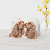 Cocker Spaniel Paar Valentinstag Karte (Gelbe Blume)