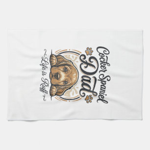 Cocker Spaniel Papa Leben ist rau Vintage Hund Shi Geschirrtuch