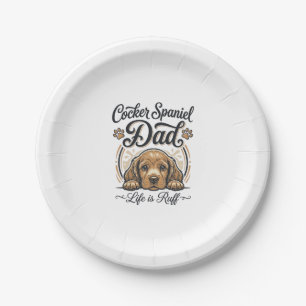 Cocker Spaniel Papa Leben ist rau Vintage Hund Shi Pappteller
