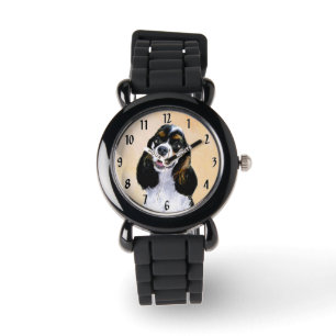 Cocker Spaniel (Parti) Malerei - Originale Hunde-K Armbanduhr