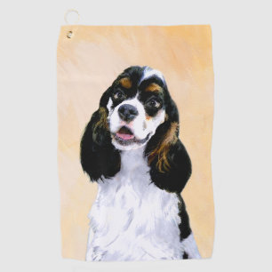 Cocker Spaniel (Parti) Malerei - Originale Hundeku Golfhandtuch
